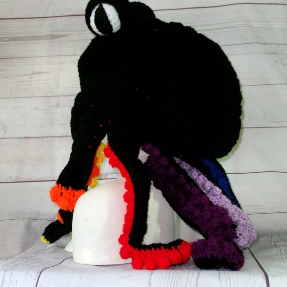 Black and Rainbow Crochet Octopus Hat Adult Size main image 5